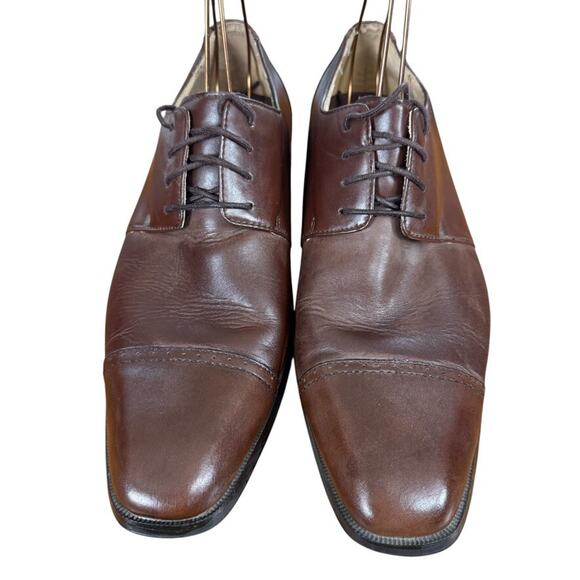 Joseph Abboud Mens Brown Oxford Leather Dress Shoes Cap Toe Lace Up Career 12 D main image 9